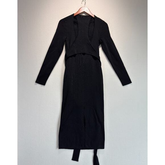 TOCCIN Racer Midi Dress Back Cutout Turtleneck Long Sleeves Knit Size M Rt $455 - Picture 11 of 12